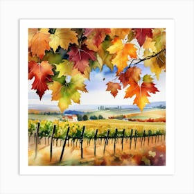 Autumn Leaves In Vineyard Art Print