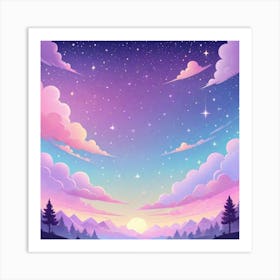 Sky With Twinkling Stars In Pastel Colors Square Composition 239 Art Print