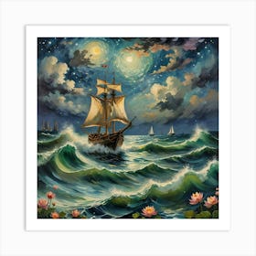 Ship At Sea Art Print