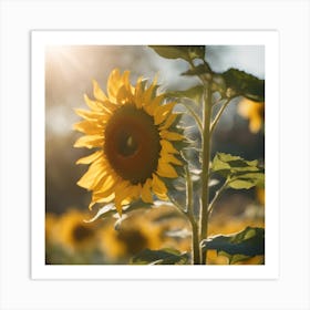 A Blooming Sunflower Blossom Tree With Petals Gently Falling In The Breeze 1 Art Print