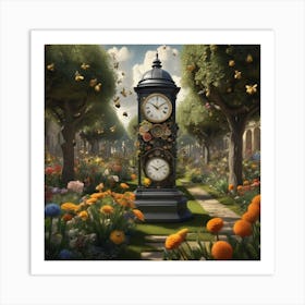 Clock In The Garden 6 Art Print