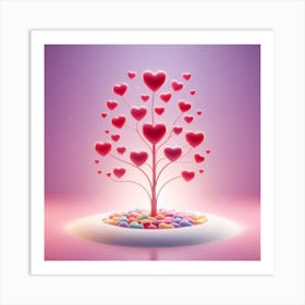 Candy hearts tree in Valentines day 1 Art Print