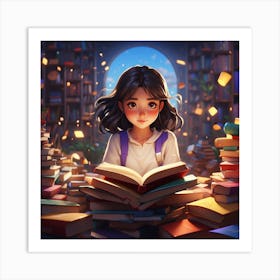 Girl Reading A Book Art Print