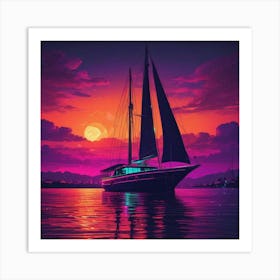 Sunset Sailboat 13 Art Print