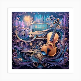 Music Background With A Violin Art Print