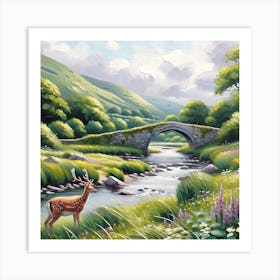 Stone Bridge 2 Vintage Style Art Print