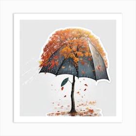 An Umbrella Falling To The Ground Rain Falling 5 Art Print