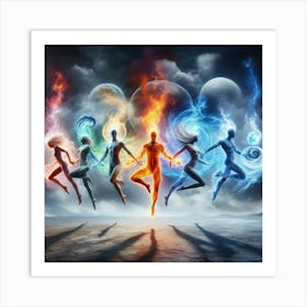 Group Of Elementals Dancing Art Print