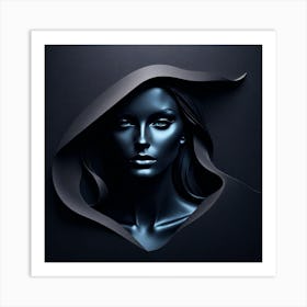 3d Model Of A Woman'S Face Art Print