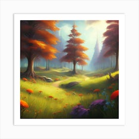 Magnificent forest meadows oil painting abstract painting art 9 Art Print