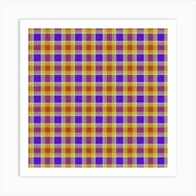 Purple And Orange Checkered Fabric Art Print