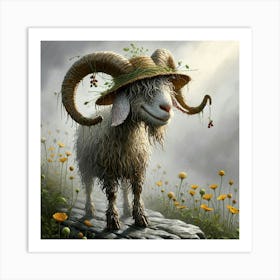 Goat In A Hat Art Print