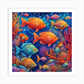 Underwater Mosaic - Fishes In The Sea Art Print