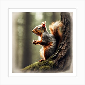 Squirrel In The Forest 221 Art Print