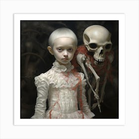 Girl With A Skeleton Art Print