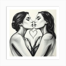 Two Women Kissing 4 Art Print