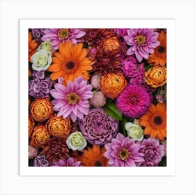 Colorful Flowers Background Art Print