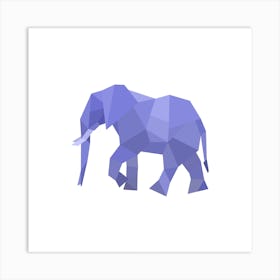 Blue Geometric Elephant Art Print