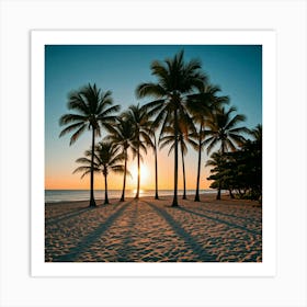 Palm Trees At Sunset 1 Art Print