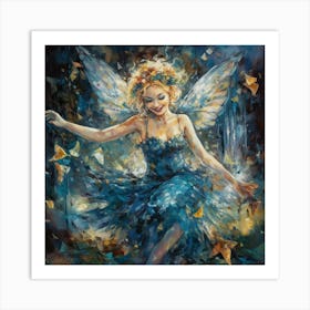 Fairy in Blue Dancing Art Print