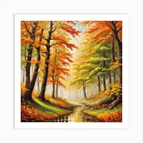 Forest In Autumn In Minimalist Style Square Composition 40 Art Print