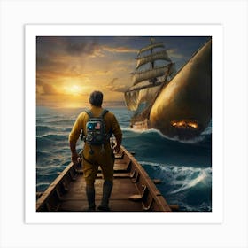 Man On A Boat Art Print