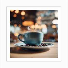 Coffee Cup With Coffee Beans Art Print