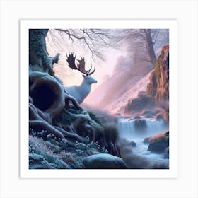 Deer In The Forest 31 Art Print