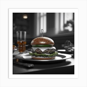 Burger On A Plate 37 Art Print