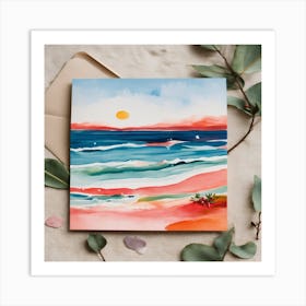 Sunset Beach Greeting Card Art Print