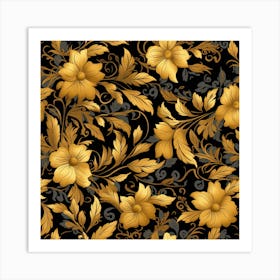 Flower Gold Floral Art Print