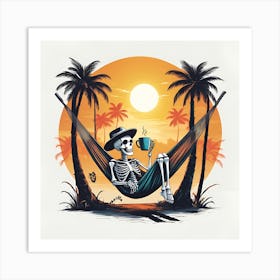 Skeleton In Hammock Art Print