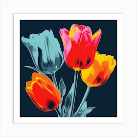 Andy Warhol Style Pop Art Flowers Tulip 3 Square Art Print