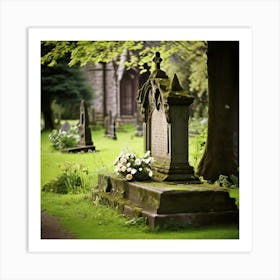 Remembrance Vintage Tomb Landmark Beautiful Plant Headstone Culture Old Architecture Rest (14) Art Print