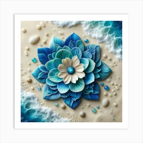 Blue Flower On The Beach Art Print