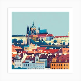 A Prague Castle In Prague Minimal Illustration 1720028450 4 Art Print