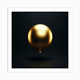 Gold Balloon On Black Background Art Print