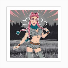 Girl With Pink Hair 1 Art Print