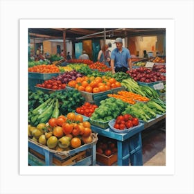 Fruit And Vegetable Market Art Print