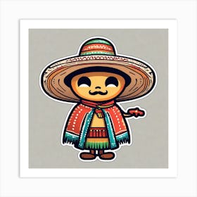 Mexican Sombrero And Pancho Sticker 2d Cute Fantasy Dreamy Vector Illustration 2d Flat Center (5) Art Print