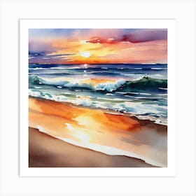 Watercolor Of A Sunset Art Print