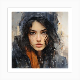 Girl In The Rain 1 Art Print