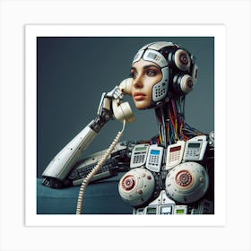 Robot Woman Talking On The Phone 1 Art Print