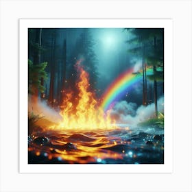 Rainbow In The Forest Art Print