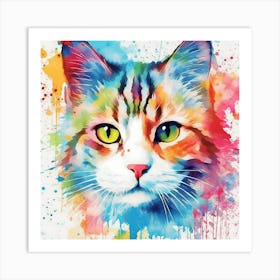 Colorful Cat Painting 1 Art Print