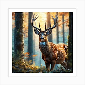 Deer In The Forest 175 Art Print