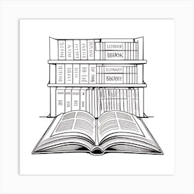 Library Book Illustration Art Print