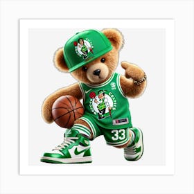 Boston Celtics Teddy Bear Art Print