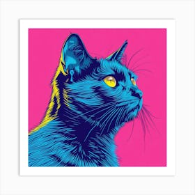 Pop Blue Cat Canvas Print Art Print