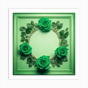 Green Roses In A Frame 1 Art Print